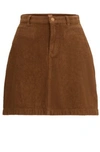 Hugo Boss A-line Skirt In Stretch-cotton Corduroy In Brown
