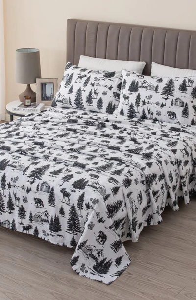 Woven & Weft Turkish Cotton Holiday Print Sheet Set In December Frost