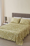 Woven & Weft Turkish Cotton Holiday Print Sheet Set In Winter Forest - Sage/ Red