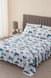Woven & Weft Turkish Cotton Holiday Print Sheet Set In Snow Lodge
