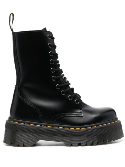 Dr. Martens' Dr. Martens Jadon Hi Polished Smooth Leather Platform Boots In Black