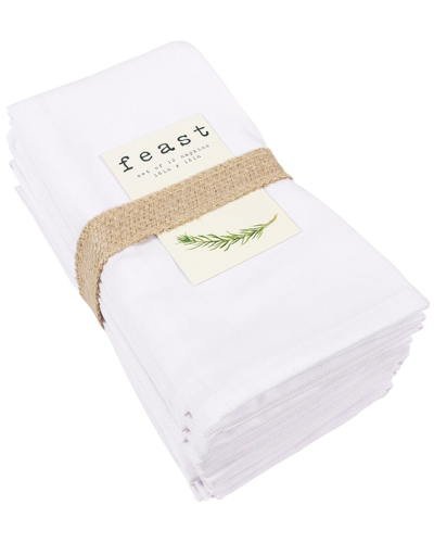 Kaf Home Set Of 12 Napkins In White