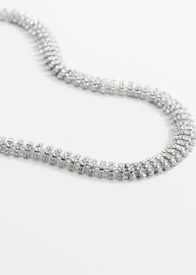Mango Faceted Crystal Necklace Silver