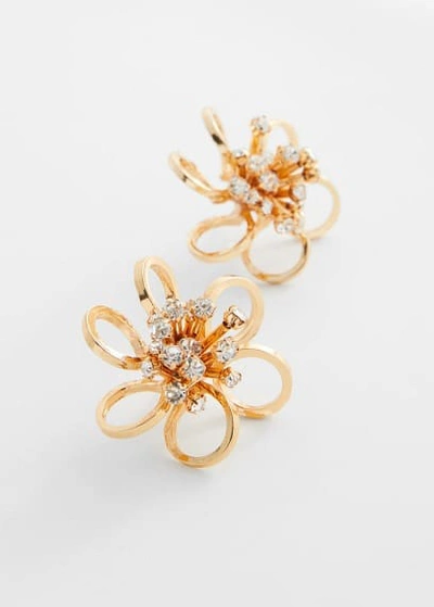 Mango Flower Crystal Earrings Gold