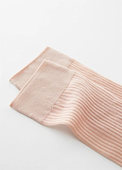 Mango Long Ribbed Socks Light Pink