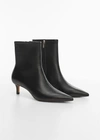 Mango Leather Boots With Kitten Heels Black In Black
