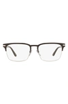 Prada 55mm Rectangular Optical Glasses In Silver