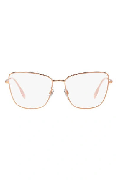 Burberry Bea 55mm Cat Eye Optical Glasses In Rose Gold