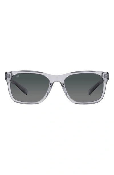 Costa Del Mar Tybee 55mm Gradient Polarized Rectangle Sunglasses In Shiny Light Crystal Gray