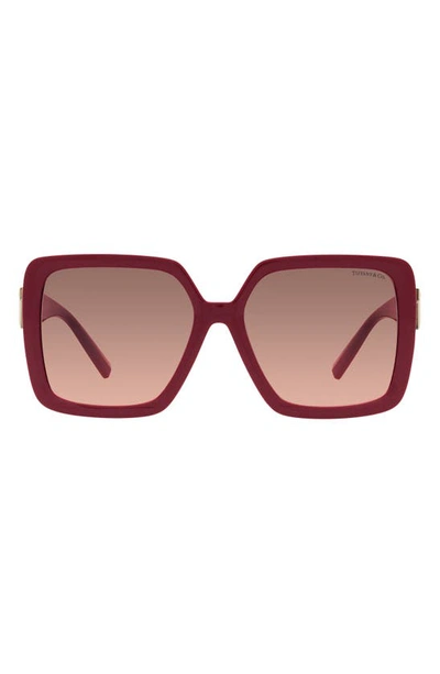 Tiffany & Co 58mm Gradient Square Sunglasses In Dark Red