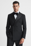Reiss Black Db Double Breasted Tuxedo Slim Fit Jacket