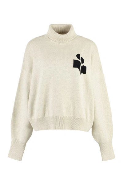 Isabel Marant Étoile Nash Wool Blend Turtleneck Sweater In White