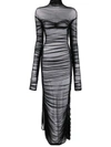 Mugler Fishnet Dress In Black