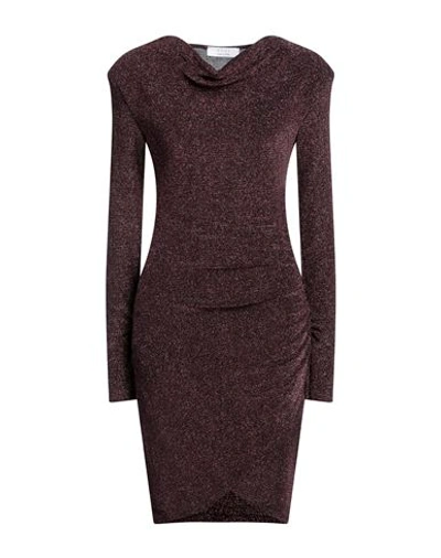 Kaos Woman Mini Dress Burgundy Size 10 Polyamide, Metallic Fiber, Elastane In Red