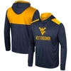 COLOSSEUM COLOSSEUM NAVY WEST VIRGINIA MOUNTAINEERS WARM UP LONG SLEEVE HOODIE T-SHIRT