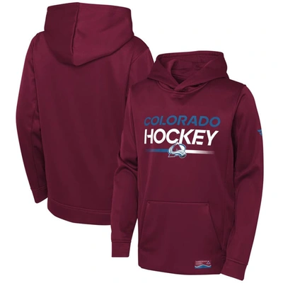 FANATICS YOUTH FANATICS BRANDED BURGUNDY COLORADO AVALANCHE AUTHENTIC PRO PULLOVER HOODIE