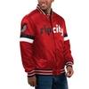 Starter Red Portland Trail Blazers Home Game Satin Full-snap Varsity Jacket In Red