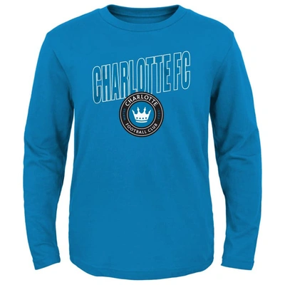 OUTERSTUFF YOUTH BLUE CHARLOTTE FC SHOWTIME LONG SLEEVE T-SHIRT