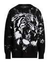 JUST CAVALLI JUST CAVALLI MAN SWEATER BLACK SIZE M ACRYLIC, WOOL, SYNTHETIC FIBERS, COTTON, ELASTANE