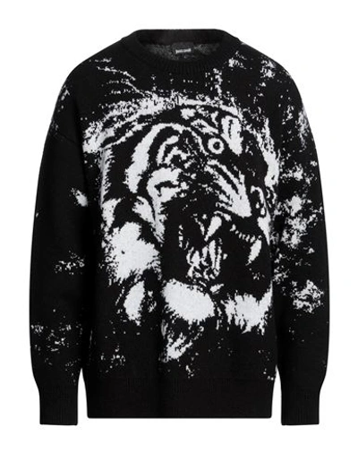 Just Cavalli Man Sweater Black Size M Acrylic, Wool, Synthetic Fibers, Cotton, Elastane