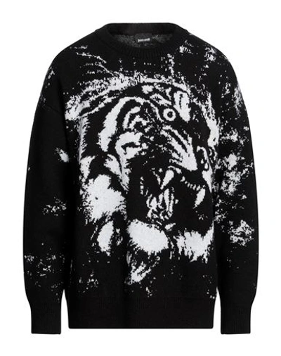 Just Cavalli Man Sweater Black Size L Acrylic, Wool, Synthetic Fibers, Cotton, Elastane