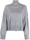 P.A.R.O.S.H BLACK ROLL-NECK CASHMERE SWEATSHIRT