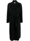 P.a.r.o.s.h Black Belted-waist Cashmere Midi Coat In Nero