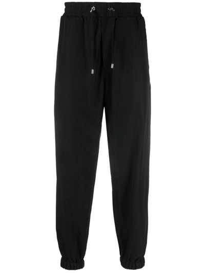 Balmain Fluid Cotton Track Pants In Nero