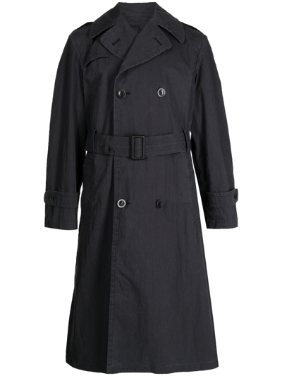 Maison Margiela Double-breasted Trench Coat In Blue