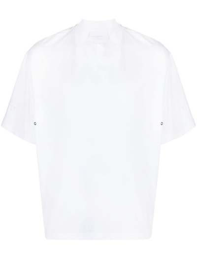 Neil Barrett Logo-appliqué Eyelet-detail T-shirt In White