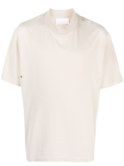 Neil Barrett Eyelet-detail Cotton T-shirt In Beige