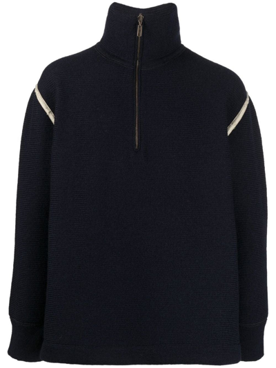 Maison Margiela High-neck Long-sleeve Jumper In Blue