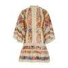 Zimmermann Crochet-trimmed Floral-print Cotton Mini Dress In Spliced