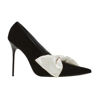 Balmain Velvet Bow-detail Clara Pumps 95 In Black