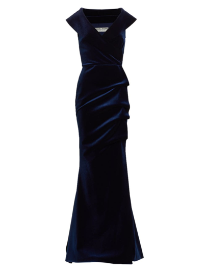 Chiara Boni La Petite Robe Women's Velvet V-neck Gown In Blue Notte