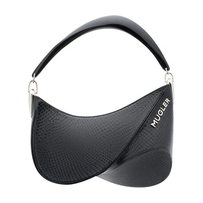 Mugler Spiral Curve Zipped Tote Bag In Black