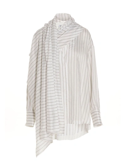 Attico Shirt With A Draped Detail On The Right In Multi