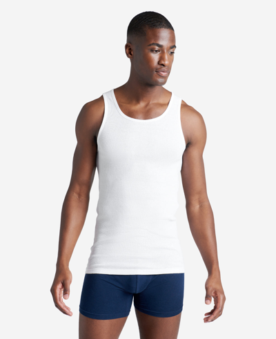 Kenneth Cole Ribbed-cotton Tank Undershirt 4-pack In White