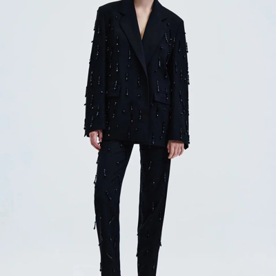 In The Mood For Love New Milo Beaded Open-front Jacket In Black