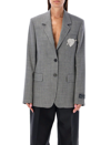 Msgm Embellished Single Breasted Checked Blazer