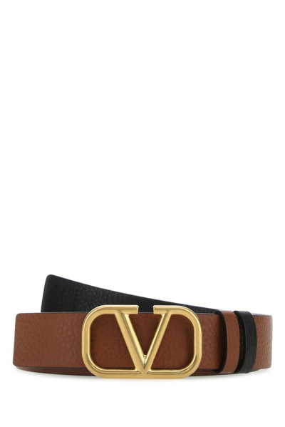 Valentino Garavani Vlogo Signature Buckle Leather Belt In Brown