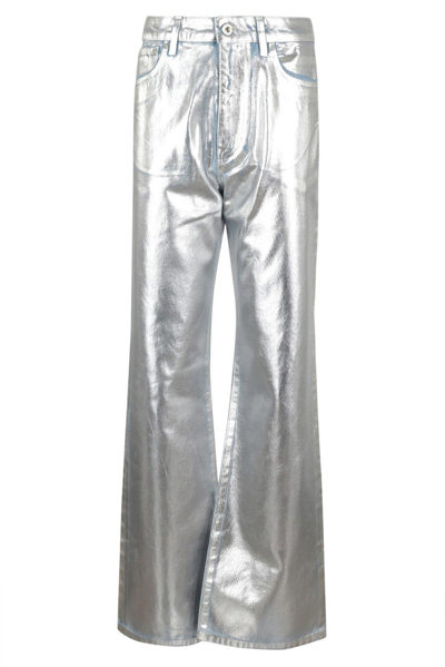 Rabanne Metallic Coated Straight-leg Jeans In Silver