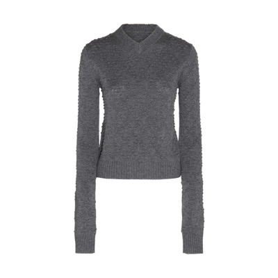 Sportmax V-neck Knitted Jumper  In Grey Melange