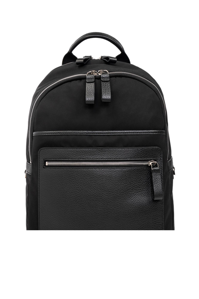 Giorgio Armani Official Store Recycled-nylon And Pebbled-leather Backpack In C Nero