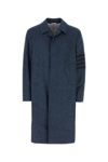 THOM BROWNE BLUE WOOL COAT