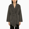 Alanui Relaxed Fit Cashmere Cardigan With Shawl Collar And Fringed Edges In Thunderstorm