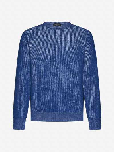 Roberto Collina Wool And Alpaca Sweater In Bluette
