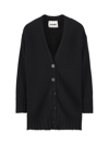 Jil Sander Buttoned V-neck Long-sleeved Cardigan In Black