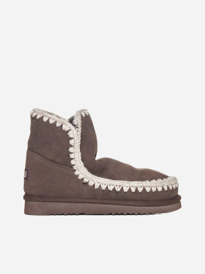 Mou Eskimo Suede And Shearling Ankle Boots In Mocha