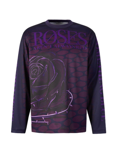 Burberry Rose-print Long-sleeve T-shirt In Violet